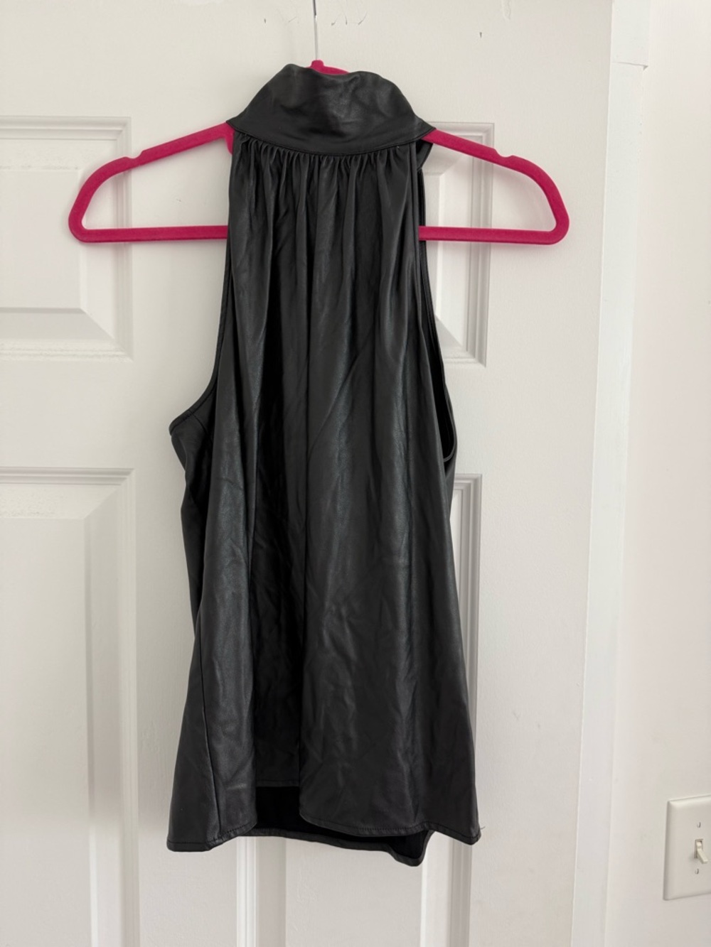 Ramy Brook Black Faux-Leather High Neck Top
